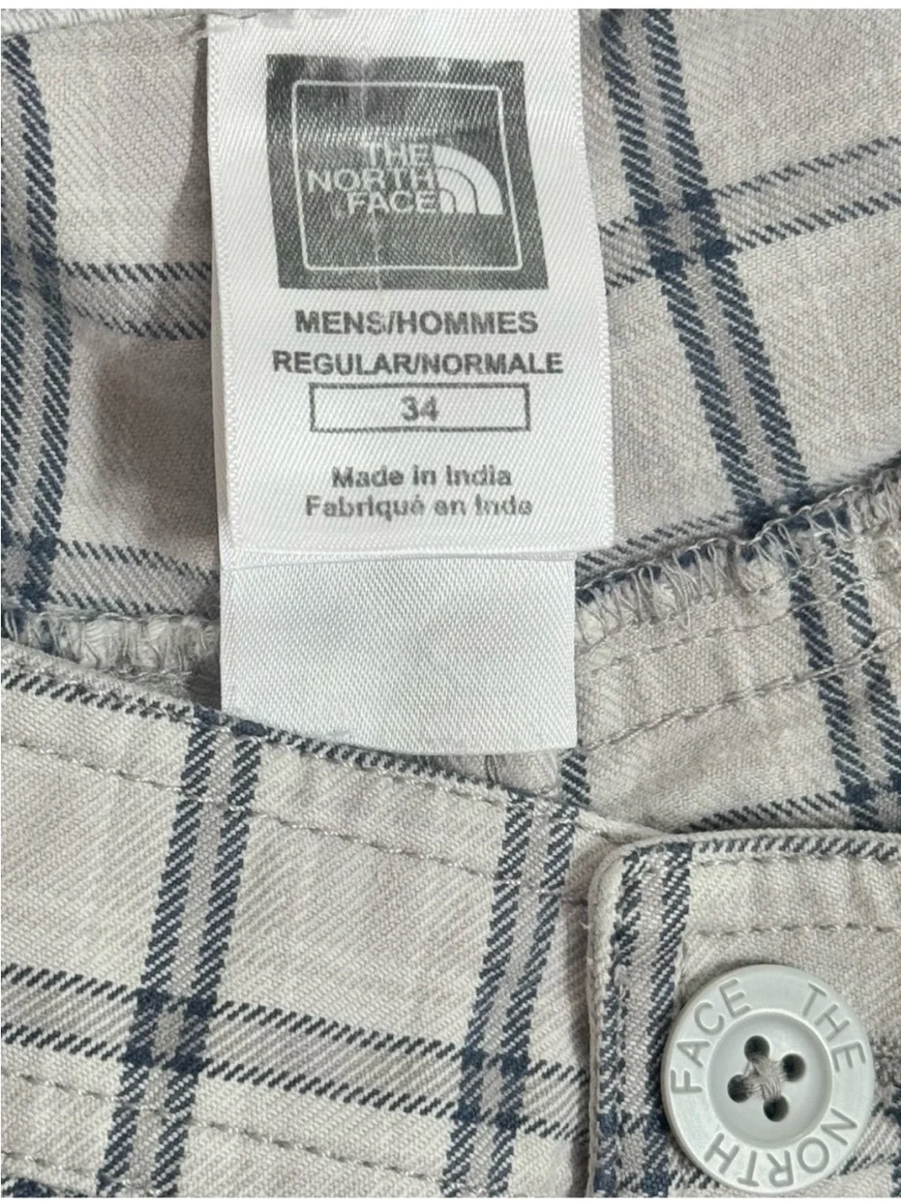 The North Face Men’s 34 Plaid Chino Hiking Shorts Gray Cotton 12” Inseam